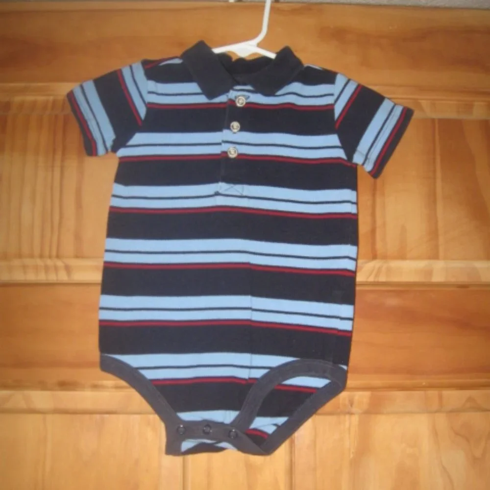 5/$20 Boys Wonderkids Striped Button Top Bodysuit